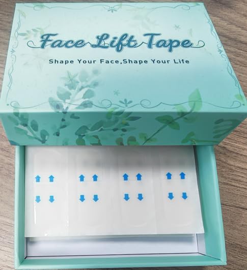 Face Lift Tape Invisible, Facelift Tape for Face, Neck Strips Lift Turkey Neck, Skin Lifting Tapes V Edge Patches for Wrinkle, Jowl, Eye, Double Chin, Loose Sagging Skin (1 Count (Pack of 280))