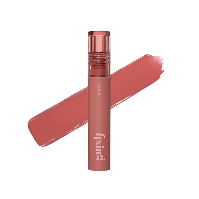 ETUDE Fixing Tint #12 Salmon Brick (4g) | Long Lasting High Pigmented Liquid Lipstick | Waterproof Lightweight Matte Finish Lip Stain | Full Coverage | Korean Makeup, Kbeauty
