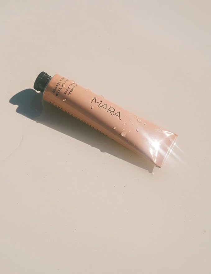 MARA - Natural Sea Silk Lip Balm With Algae + Moringa | Non-Toxic, Plant-Based Skin Care, Hypoallergenic | Moisturize, Plump + Soothe Dry, Chapped Lips (Coral, 0.5 oz | 15 ml)