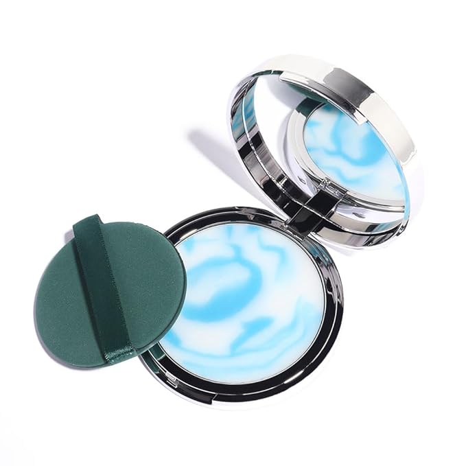 Oil-Controlled Matte Finish Powder: Silky, Skin-Adhering, Natural, Long-lasting, and Dimensional Pressed Powder Compact with Mini Powder Puff for Long-Lasting Makeup