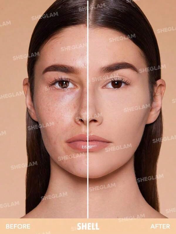 SHEGLAM SKin-Focus Full Coverage Powder Foundation Oil-Control Lightweight Face Pressed Powder Makeup-Fair