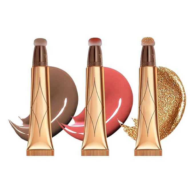 3 Color Contour Beauty Wand, Highlighter ,Blush,Face Concealer Contouring with Cushion Applicator Long Lasting & Smooth Matte Finish Liquid Illuminator Makeup Stick .(01#Contour +03#Blush+06#Highlighter)