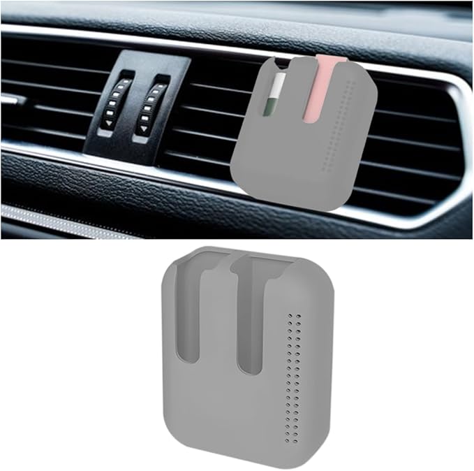 Holder for Car Air Vent, Upright Washable Lip Balm Protector for Women Girls, Auto Interior Space Saving Accessories, Universal for Vehicle, Truck and More(Gray)