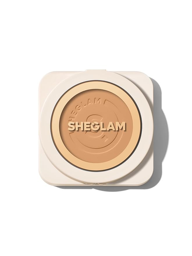SHEGLAM SKin-Focus Full Coverage Powder Foundation Oil-Control Lightweight Face Pressed Powder Makeup-Honey