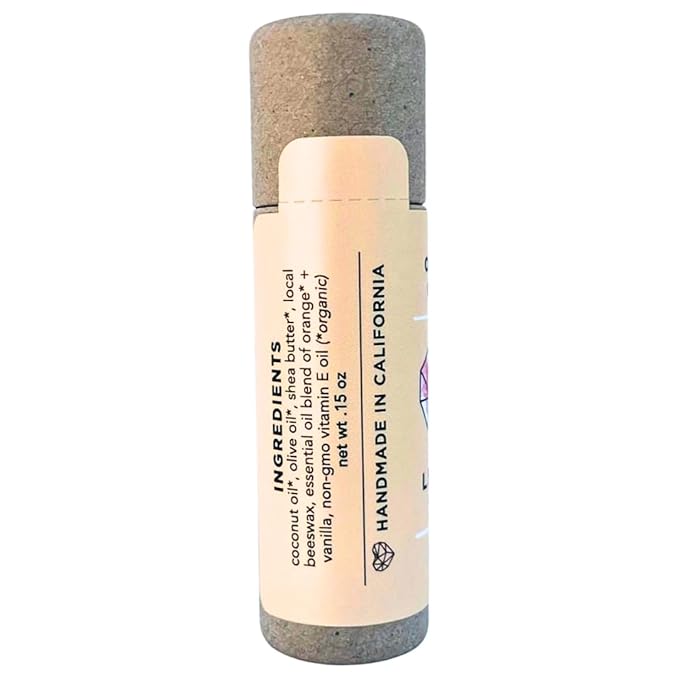 Plastic Free Lip Love | Jumbo Organic Lip Balm | Organic Beeswax and Plant Based | Zero Waste Natural Lip Balm (Orange Cream)