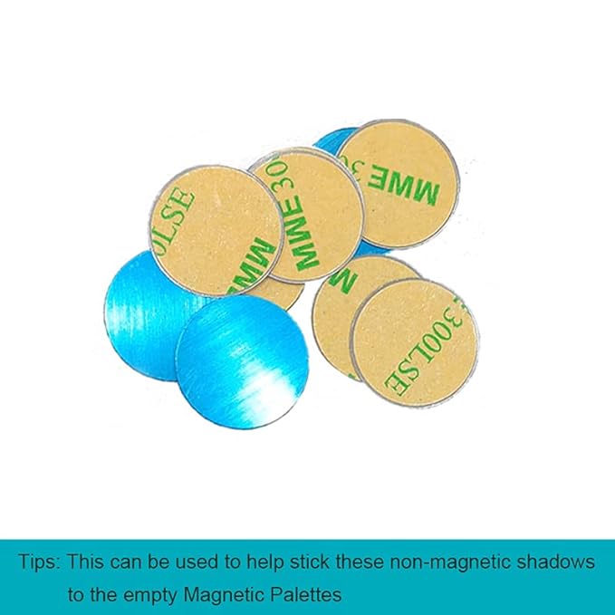 50pcs Metal stickers adhesive set magnetic strips with adhesive backing iron circles for non-magnetism cosmetic eyeshadow pans aluminum bottom shadow accessories
