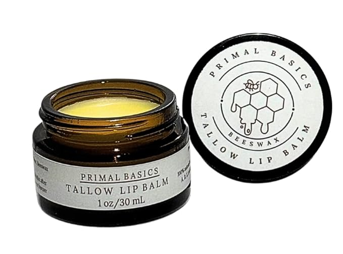100% Grass Fed Grass Finished Beef Tallow and Beeswax Lip Balm, Face Moisturizer, Body Balm, for Oily, Dry, Sensitive Skin, USA Made