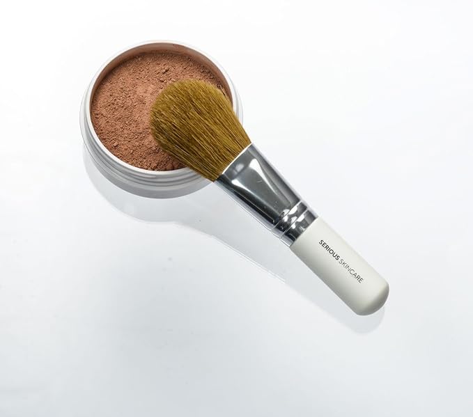 Serious Skincare BELLA ROSE PRO-MINERALS Loose Mineral Powder Makeup Foundation SPF 15 + Goat Hair Application Brush – Sheer to Full Coverage – Luminous Matte Finish – Men and Women - .50 oz (Dark)
