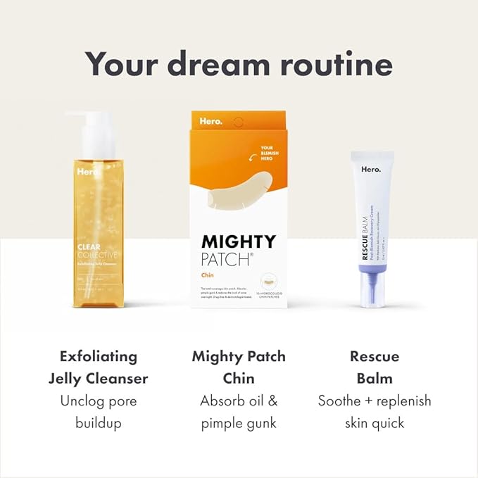 Hero Cosmetics Mighty Patch™ Chin Patch - XL Contoured Hydrocolloid Chin Patch for Blemishes and Pimples - Non-Irritating (10 Count)