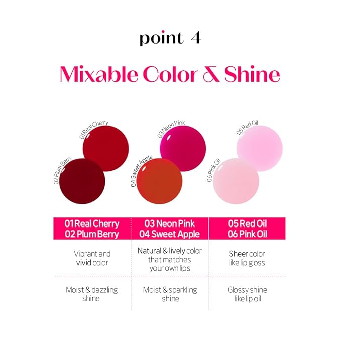 ETUDE Dear Darling Oil Tint #3 Neon Pink 4.2g | High Moisturizing and Strong Hydrating Lip Oil/Lip Gloss | Smooth and Moist Lips | Non-Sticky Lip Oil Tint For Dry Lips | K-beauty