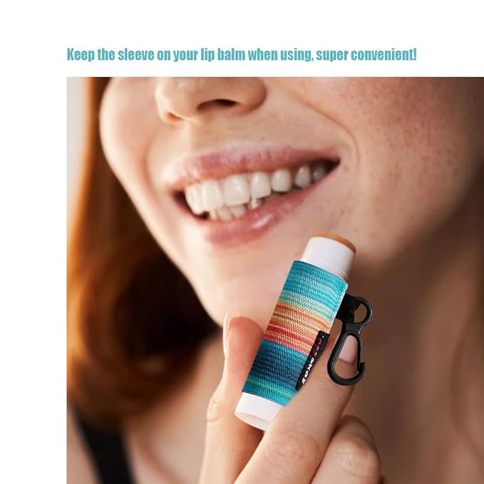 5PCS Lip Balm Holder Sleeves Keychain Chapstick Holder Keychain Lip Gloss Holder Chapstick Elastic Sleeves(Pink/Light Blue/Grey/Light Purple Mix/Pink-Green Mix)