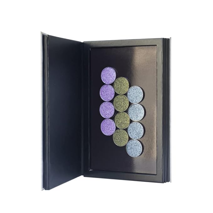 Strong 4-layers Empty magnetic palette book palette(White wood grain)+1pcs Makeup Depotting Spatula+50pcs Round Metal Stickers+50pcs Square Metal Stickers