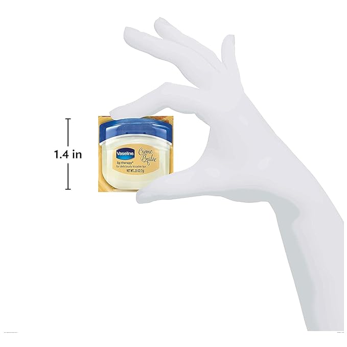 Vaseline Lip Therapy Creme Brulee Mini, White Petrolatum, Advanced Moisturizer, Relieves Dull and Dry Skin, Mini Vaseline Petroleum Jelly, Soft & Smooth Vaseline Lips (Pack of 6-0.25 Oz Ea)