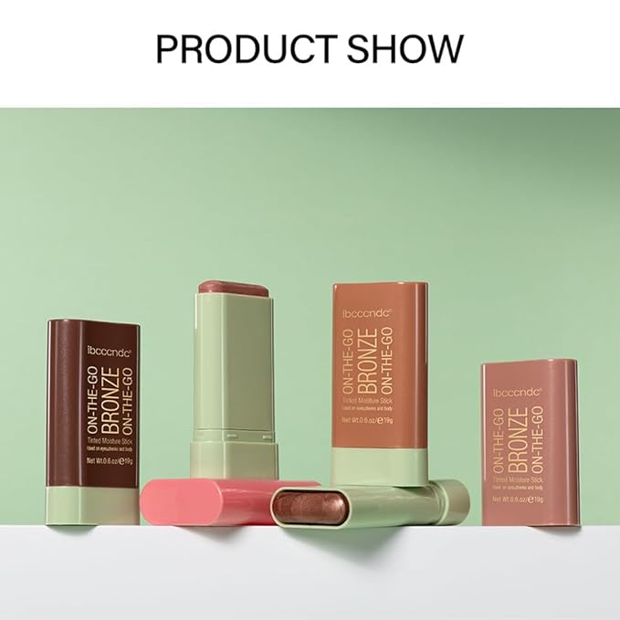 UNYOKE Soft Creamy Highlighter Blush Stick,Smooth Shimmer Bronzer Stick,Long Lasting Waterproof Blush Illuminator Luminizer,Blendable Natural Glow Makeup Cream Blush Highlight 0.6 Oz(03# Rich Glow)