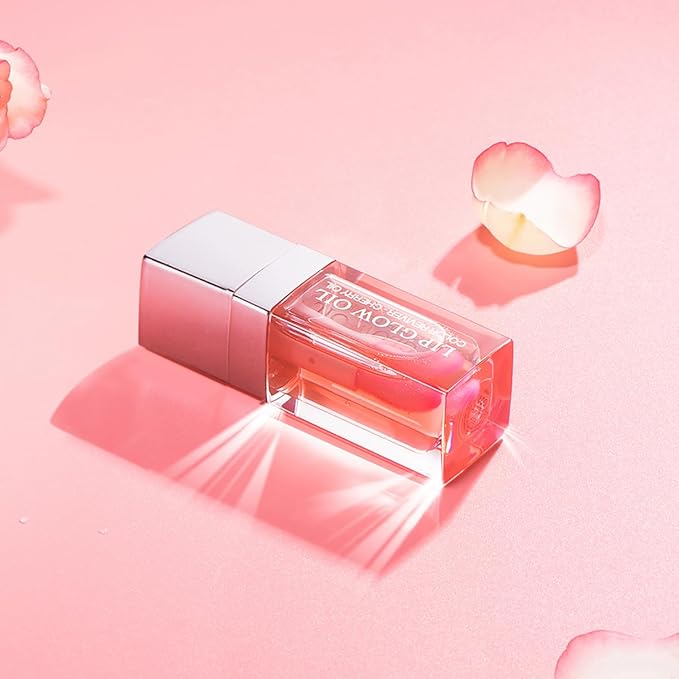 Hydrating Lip Glow Oil Moisturizing Plumping Lip Tint Lip Gloss Transparent Lip Balm Long Lasting Nourishing Repairing Lightening Lip Lines (001# PINK)