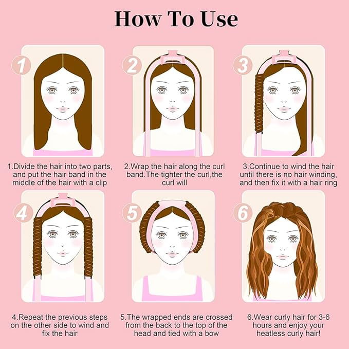 Heatless Curling Rod Headband, Upgraded 60" Extra Long Heatless Curls Headband Soft Hair Curlers to Sleep In Hair Rollers No Heat Curls (Red)