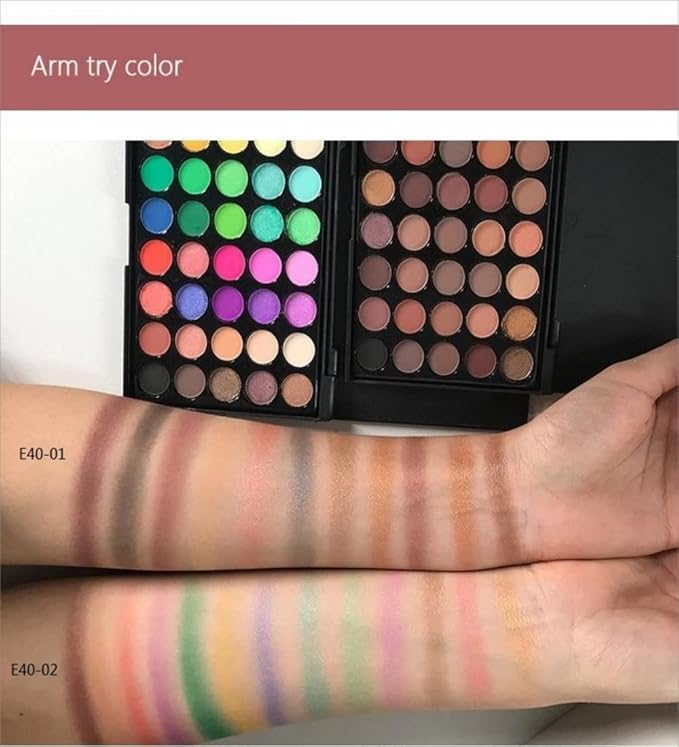 40 color Highly Pigmented Eye Makeup Palette, Matte Shimmer Metallic Eyeshadow Pallet Long Lasting Blendable Natural Colors Make Up Eye Shadows Cosmetics Gift Kit (E01)