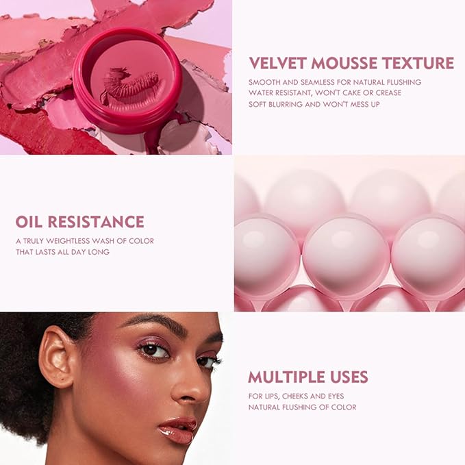 MAEPEOR Cream Blush 9 Color Smooth High-Pigmented Buildable Face Blush Long-Lasting Natural Look Face Blush for Cheeks (Color 09)