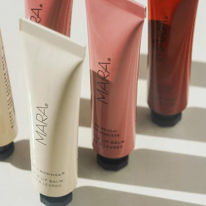 MARA - Sea Silk Lip Balm Trio | Non-Toxic, Plant-Based Skin Care, Hypoallergenic | Moisturize, Plump + Soothe Dry, Chapped Lips | Clear, Nude Beach, & Toasty Rouge (3 Piece Set)