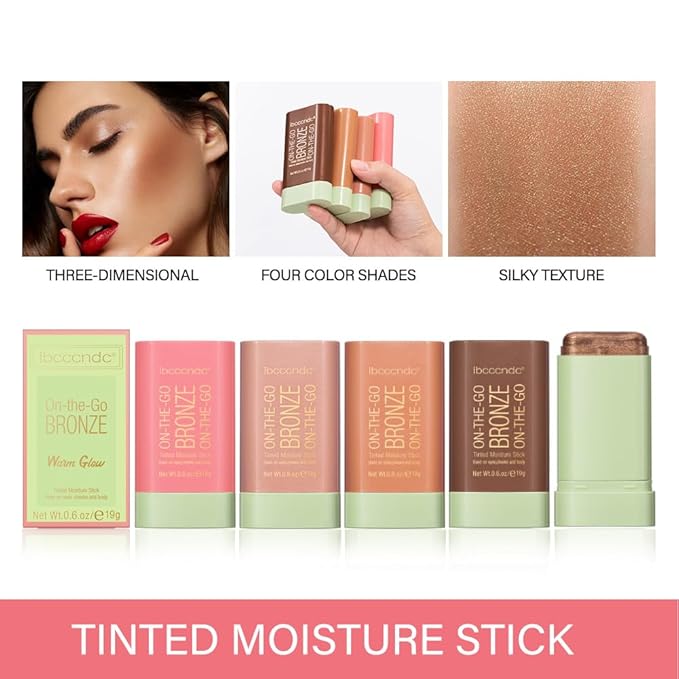 Unyoke Soft Creamy Highlighter Blush Stick,Smooth Shimmer Bronzer Stick,Long Lasting Waterproof Blush Illuminator Luminizer,Blendable Natural Glow Makeup Cream Blush Highlight 0.6 Oz(01# Warm Glow)