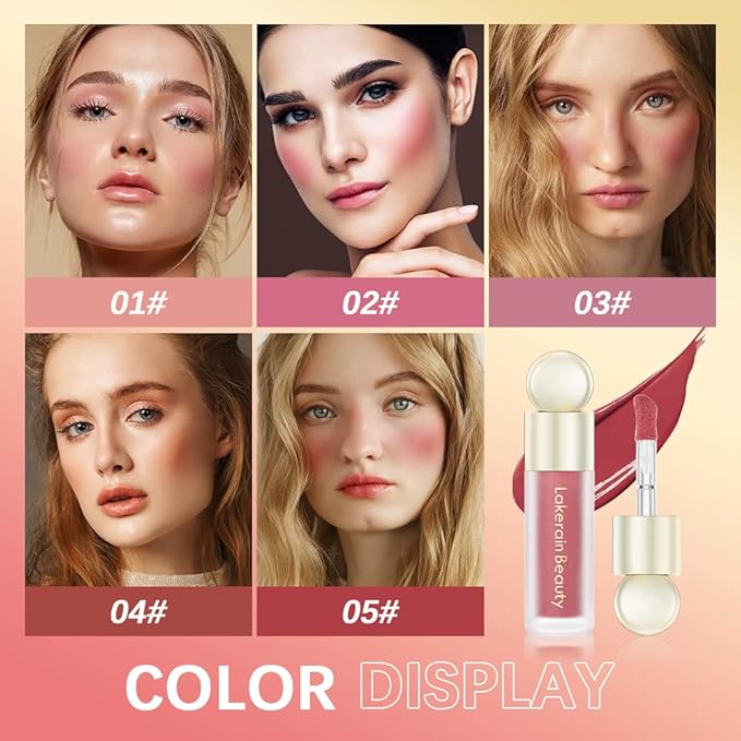 Liquid Blush,Soft Cream Face Blush, Dewy Cheek Tint, Long Lasting Natural Matte Finish Looking,Moisturizing Lightweight Blendable Feel (02 - HAPPY)