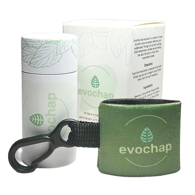 All Natural Luxury Lip Balm with Keychain Bundle - Moisturizing For Smooth and Soft Lips - Pure Ingredients, Eco-Friendly - Hydrates Dry and Chapped Lips - Push Up Paper Tube, Mint Flavor