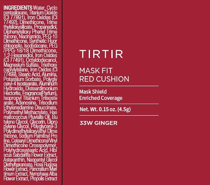 TIRTIR Mask Fit Red Cushion Foundation | Full coverage, Weightless, Skin fit, Satin Glow Finish, Korean Makeup, beauty, Tattoo cover up, Buildable (#33W Ginger / 0.63 Fl Oz)