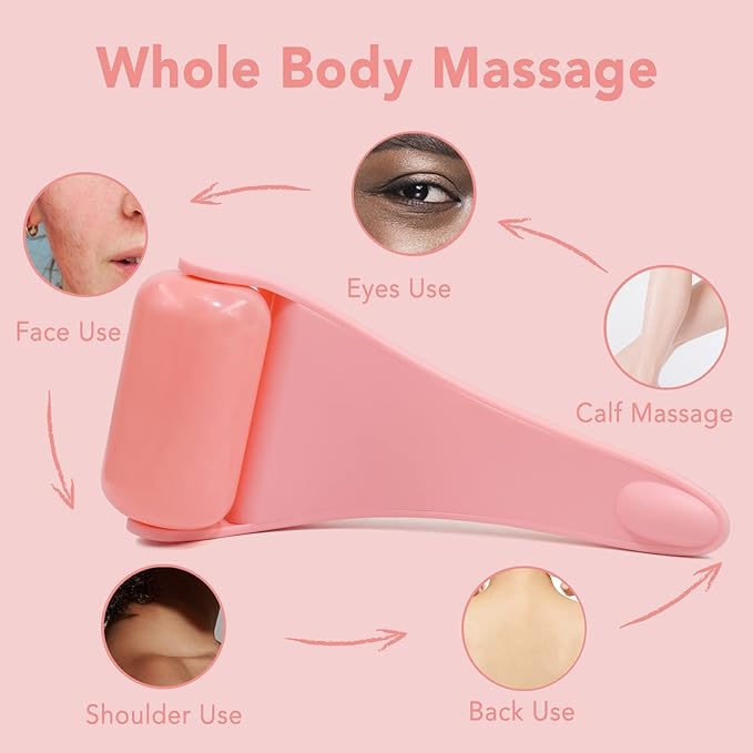huefull Ice Roller for Face with 2 Rollers and Gua Sha Facial Tools, Face Roller for Self Care, Guasha Tool for Face, Puffiness Relief, Skin Care Gifts for Woman Men, Self Care Gifts