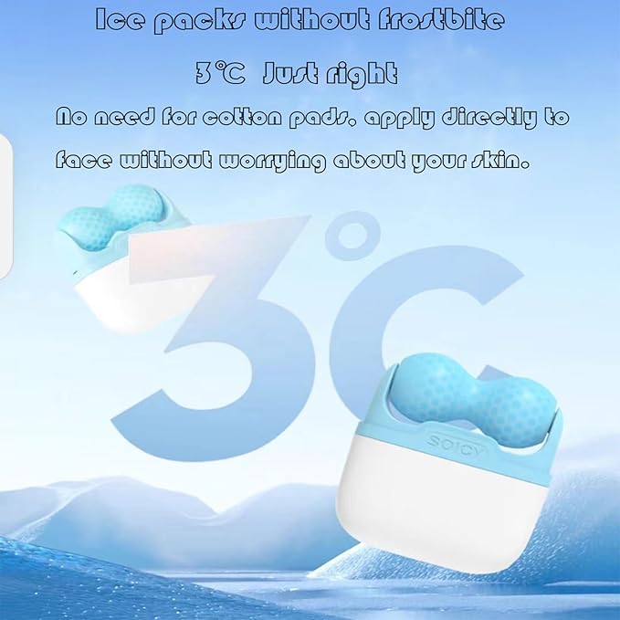 Ice Roller for Face ,Ice Face Roller Cold Therapy Tools, Cold Facial Ice Roller Massager for Eye Puffiness, Migraine, TMJ Pain Relief & Minor Injury, Skin Care Products (Blue)