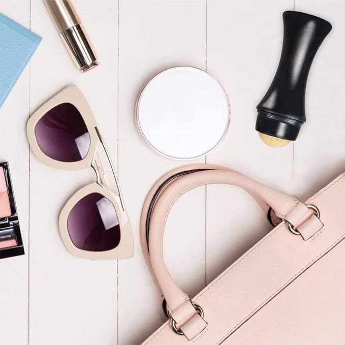 2Pcs Volcanic Face Roller Oil Control On The Go Oil-Absorbing Blotting Tool Natural Volcanic Roller Stone Ball (Black and White)