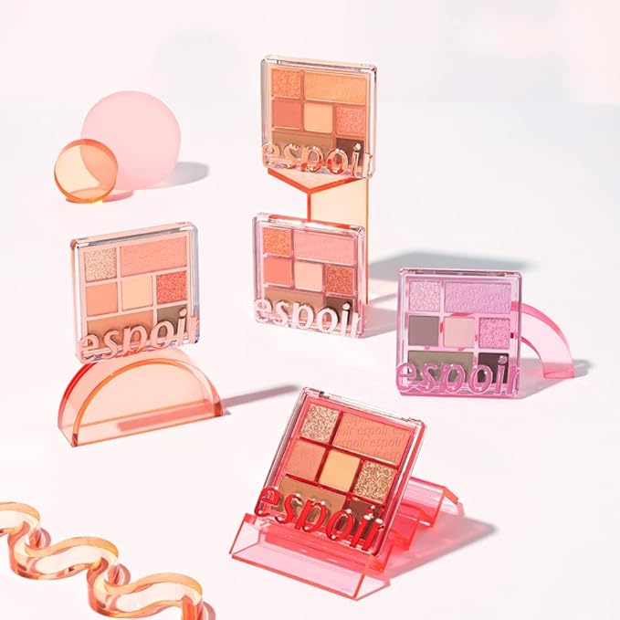 Espoir Real Eye Palette #1 Peachy Like (Warm Peach Color Filter) | Multi-Use Long-Lasting Colors with Sparkling Glitter for Eyeshadow Base and Cheeks Makeup