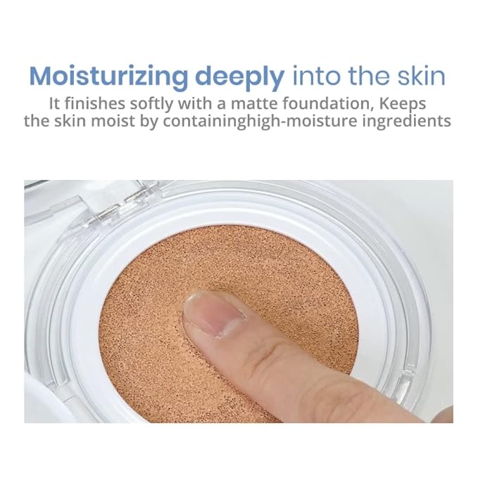 S2ND Zero Fit Matte Cushion Natural Coverage Foundation Air Cushion, Long-Lasting Hydrating Compact (#Pure Light (#17~19))