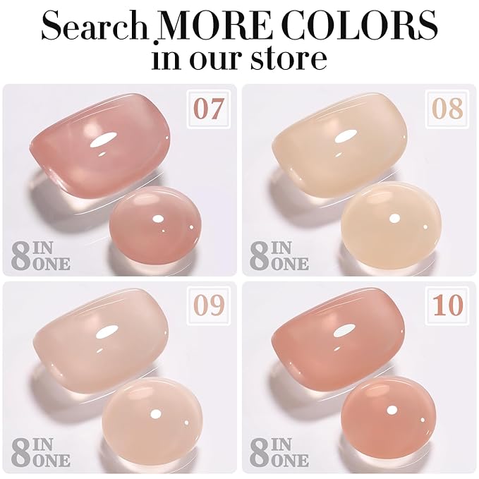 Double Rhythm Clear Gel Nail Polish 15ml Nail Strengthener Builder in a Bottle Nail Extension Hard Gel Soak Off Long Lasting UV Gel (Pale Nude 8 in 1-10)