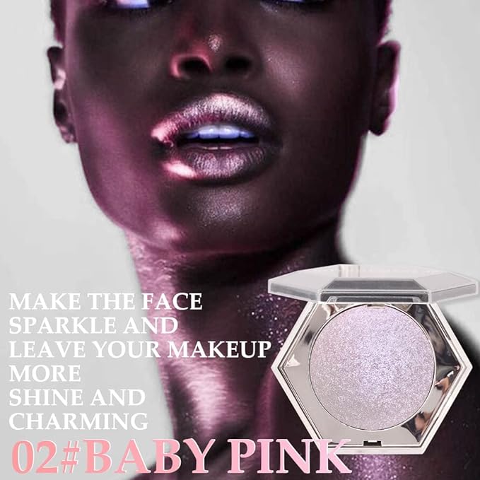 Purple Pink Shimmer Highlighter Highlight Makeup Contour Powder Palette, Face Illuminator Highlighter, Blush and Makeup Highlighter Bronzer Palette Highlighter+Makeup iluminadores Illuminator Make Up (Pink)