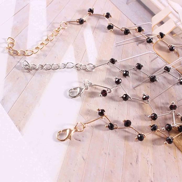 Black Crystal Choker Necklace Short Black Beaded Choker Necklace Silver Chain Necklace Minimalist Necklace Jewelry for Women and Girls