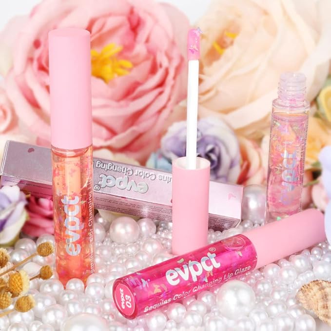 BINGBRUSH 3 Pcs Color Changing Lip Gloss lipstick, Pink Magic Mood Lip Oil Tinted,Temperature Color Change Lip Stain Lip Balm, Longlasting Lips Will Not Dry Out