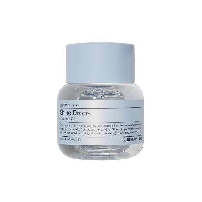 J Beverly Hills Shine Drops Hair Treatment Oil with Botanical Oils for Shine, Nourishment and Dry Hair Repair, 2.2 Oz