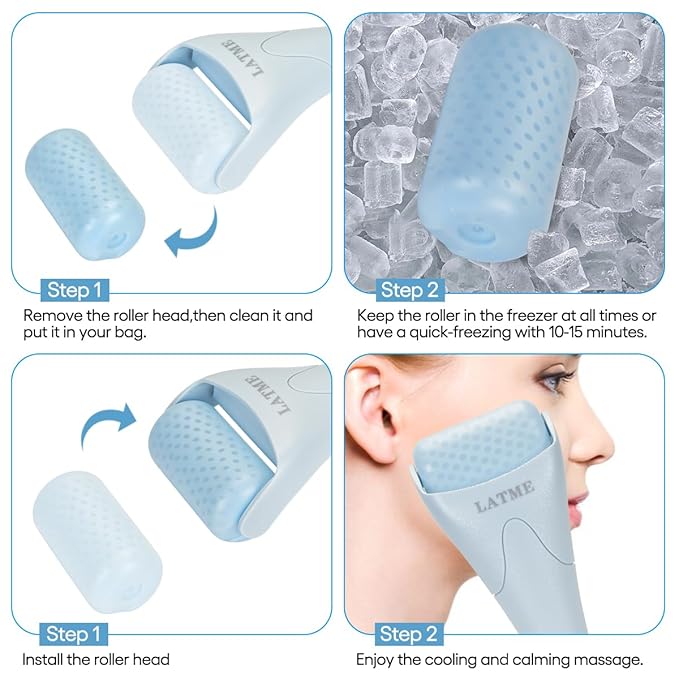 Ice Roller for Face Eyes,Womens Gifts,Face Massager Roller Puffiness Migraine Pain Relief and Minor Injury (Smoggy Blue)