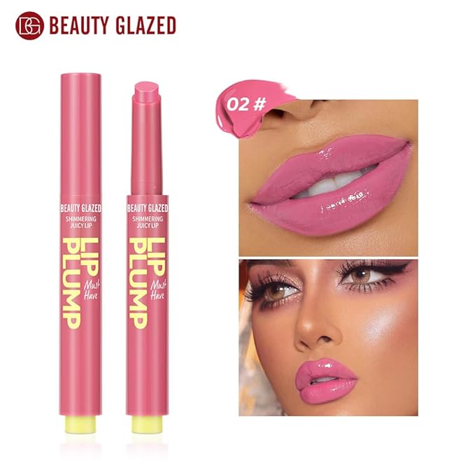 MAEPEOR Hydrating Lip Plumper 12 Colors Moisturizing Shiny Juicy Lip Balm Long Lasting Nourishing Lip Pluming Balm(Color 02)