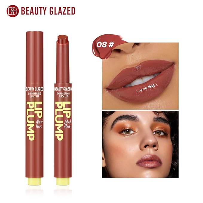 MAEPEOR Hydrating Lip Plumper 12 Colors Moisturizing Shiny Juicy Lip Balm Long Lasting Nourishing Lip Pluming Balm(Color 08)