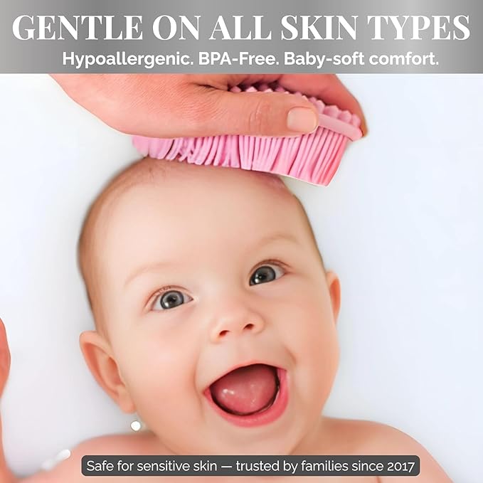 Avilana Silicone Body Scrubber – Gentle Shower Brush & Loofah Alternative- Food Grade & Lab Tested – Fast-Drying, Hygienic, BPA-Free Silicone Body Gentle Exfoliator (Pink, Exfoliate)