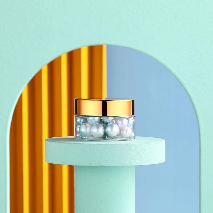 SATINIOR 24 Pieces Empty Clear Plastic Jars with Lids Round Storage Containers Wide-Mouth for Beauty Product Cosmetic Cream Lotion Liquid Butter Craft and Food (Gold Lid,1 oz)