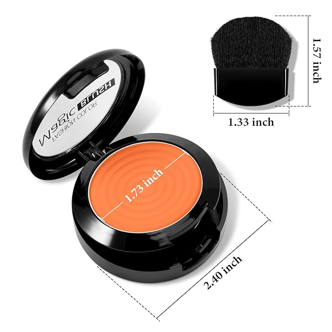 Boobeen Soft Blend Powder Blush for Cheeks, Buildable Color Matte Smooth Blush Palette Compact Blush Powder Makeup, Long-lasting Flush Color, with Mirror and Brush