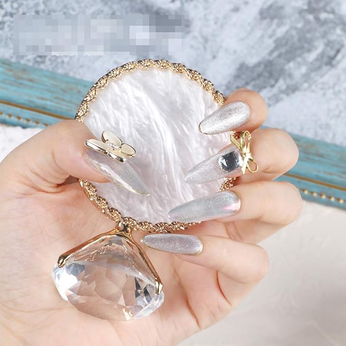 Golden Edge Resin Nail Art Palettes with Diamond Base Nail Mixing Palette Polish Color Mixing Plate Nail Holder Display Cosmetic Makeup Palette Tray Accessories