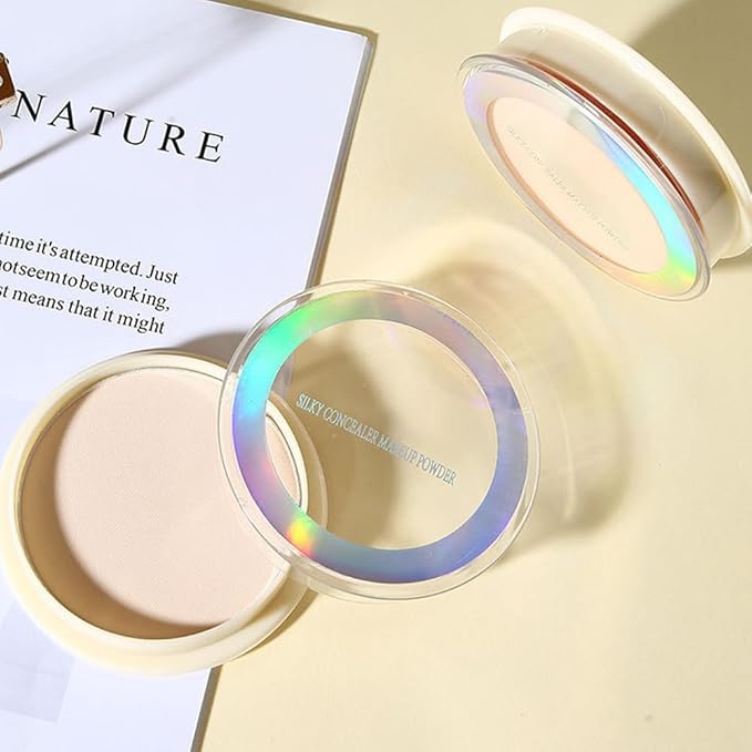 Oil Control Face Pressed Powder, Ultra-Fine Lightweight Face Powder, Soft-focus Matte Finish, Sheer Coverage, Lasting Oil Control, Ivory White (01#)