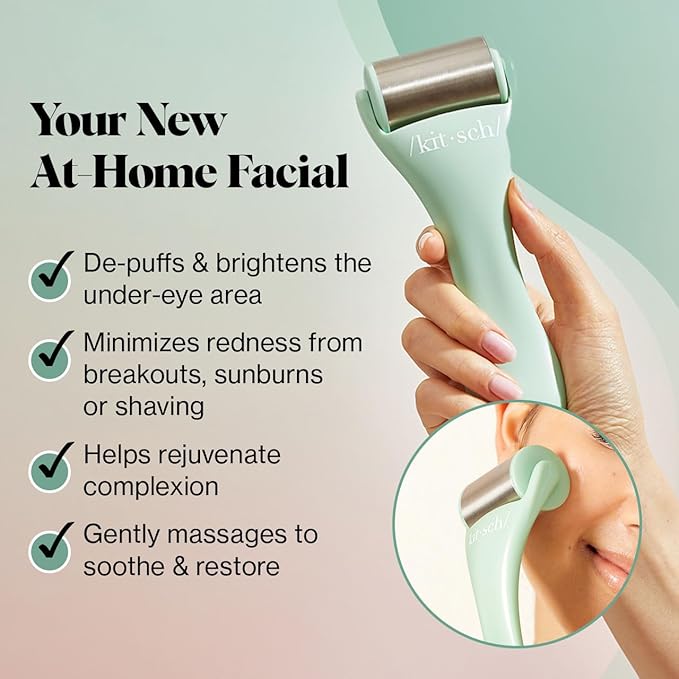 Kitsch Ice Roller for Face – Stainless Steel Face Ice Roller to Reduce Puffiness, Redness & Headaches – Cooling Facial Roller for Skin Care, Irritation Relief & Spa-Like Experience at Home - Mint