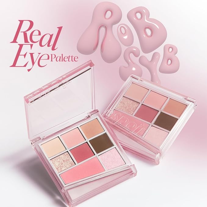 Espoir Real Eye Palette All New #3 Rosy BB 0.2 oz | Multi-Use Long-Lasting Blendable 8 Colors Natural Glitter Soft veil matte Makeup Eyeshadow Palette for Various Makeup Looks | Korean Makeup