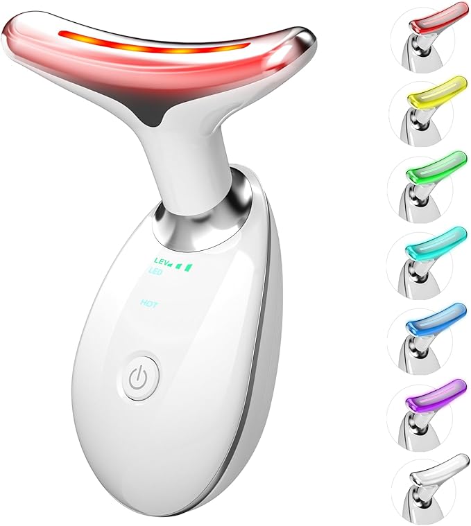 Facial Massager, Red-Light-Therapy-for-Face and Neck, Red Light Therapy Wand, 7 Color Led Face Neck Sculpting Tool for Skin Care