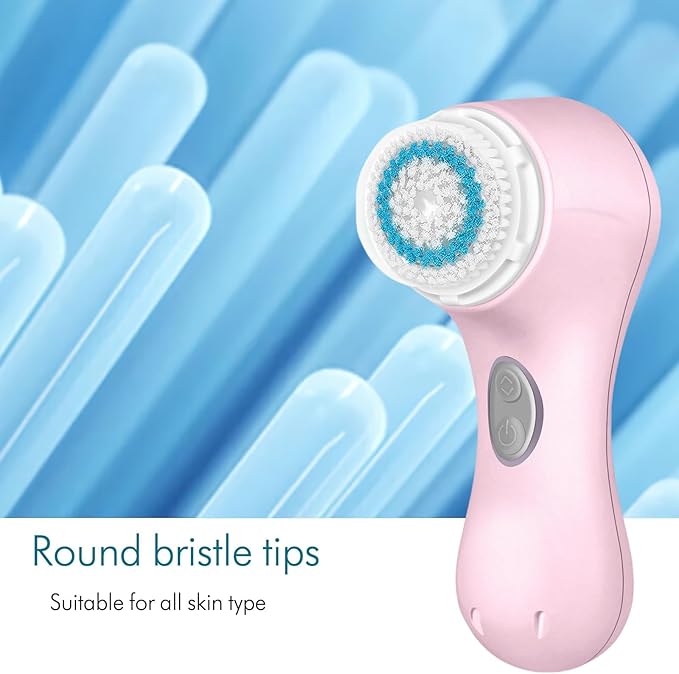Facial Cleansing Brush, Sonic Vibrating Face Scrubber Exfoliator for Women Skin Care, Face Brushes for Cleansing, Exfoliating, Electric Rechargeable Waterproof 2 Speeds for Home & Travel