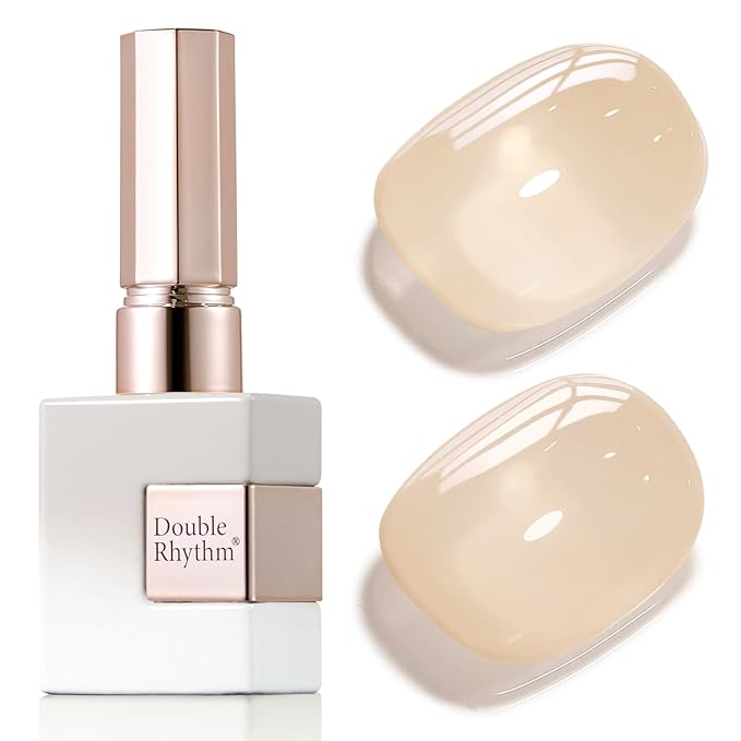 Double Rhythm 0.50 OZ Translucent Gel Polish Same Color Same Bottle Sheer Pastel Neutral Natural Milky 15 ML Jelly UV Nail Art DIY at Home (Cream Yellow-A1526)